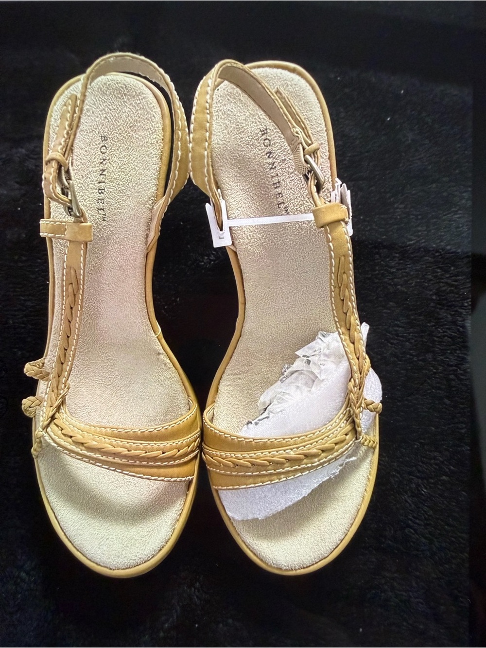 Bonnibel Gold and Tan Wedge Sandals - Picture 2 of 13